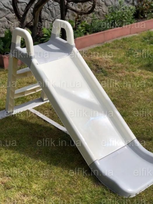 Дитяча гірка для дому і дачі 140 см біло-сіра (Долоні)