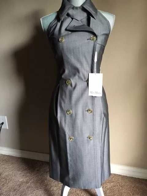 Max Mara wełniana sukienka szmizjerka jedwab maxmara M L silk