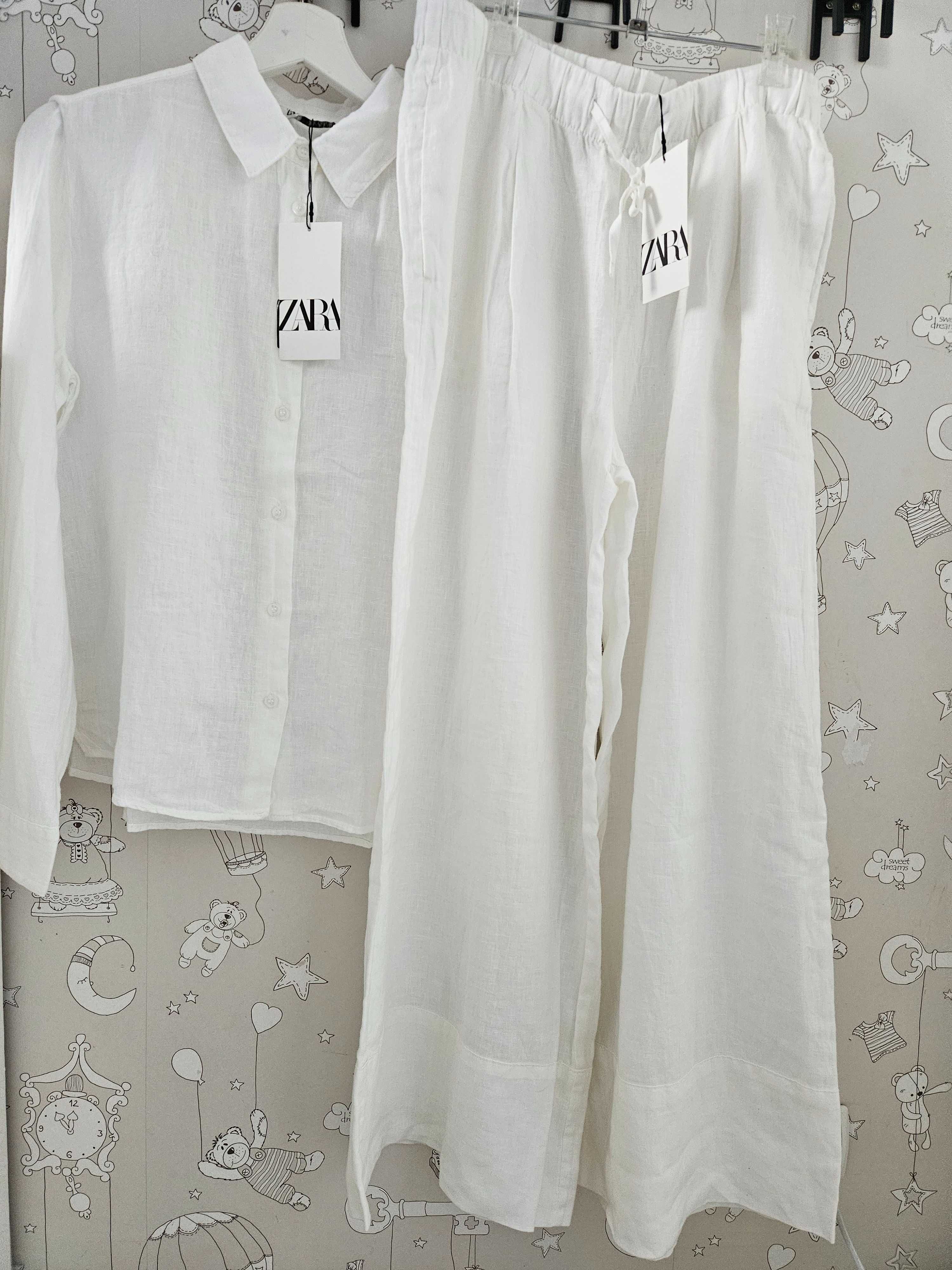 Костюм рубашка брюки штаны zara M лён льон
