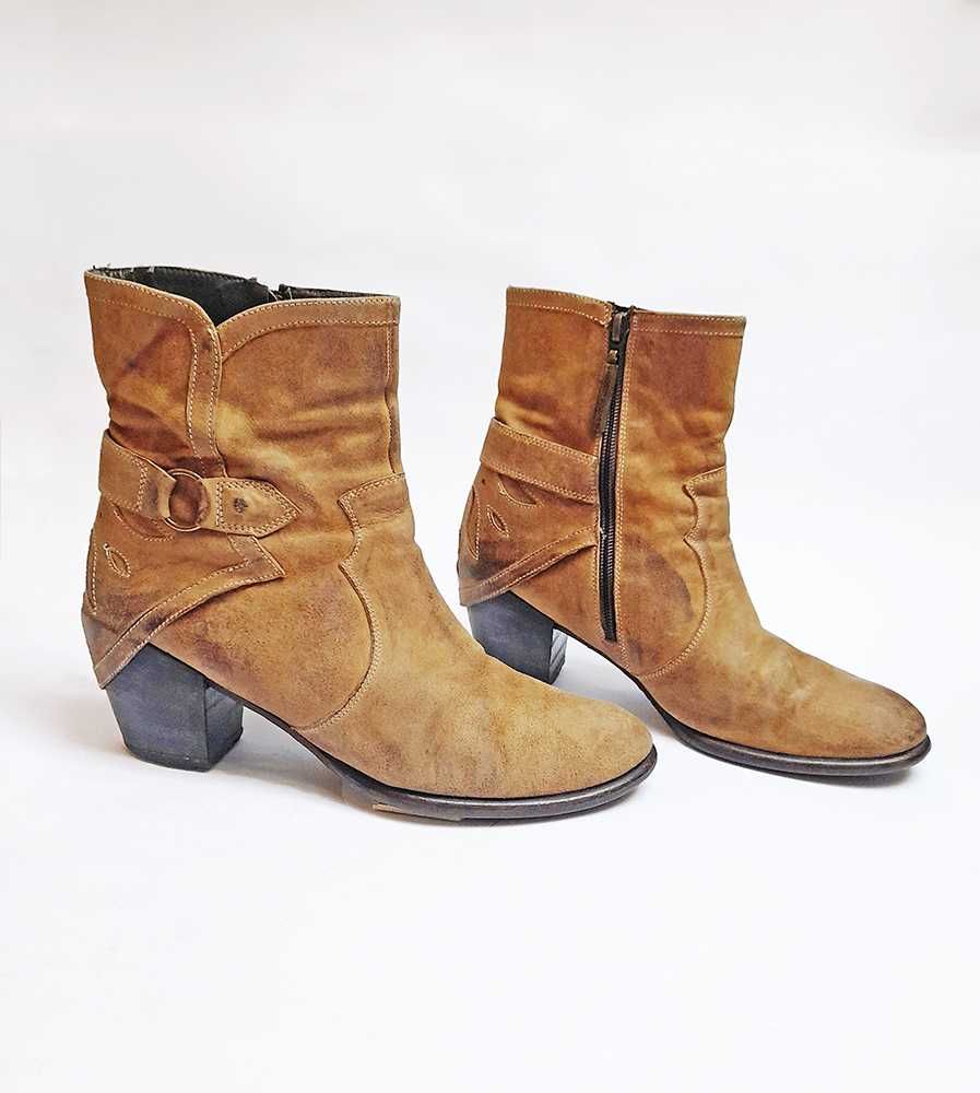 Botas Pele Castanho Camel Botins Senhora 38 Francesco Morichetti