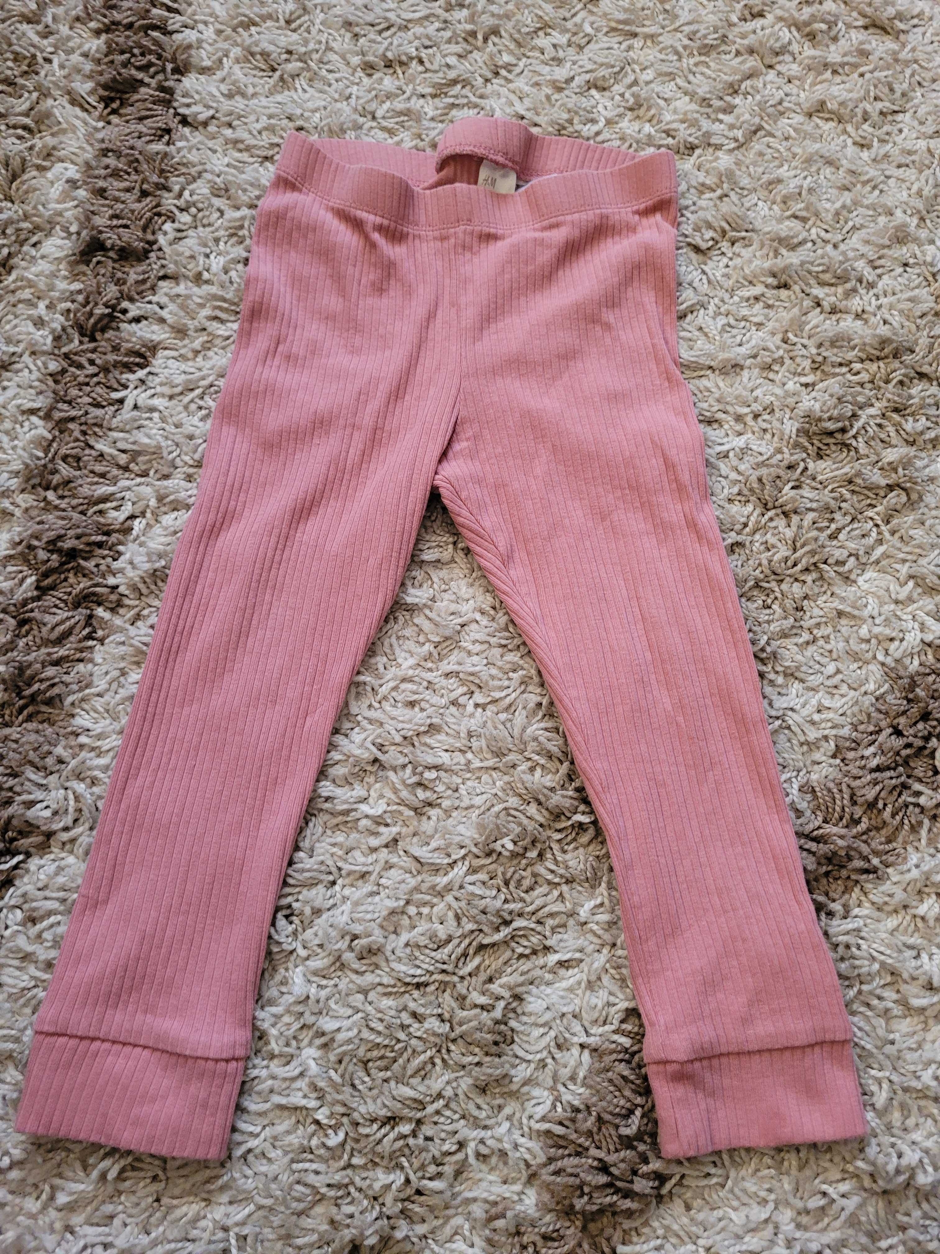 Różowe getry, spodnie, legginsy, rozmiar 98, h&m, bez śladów noszenia