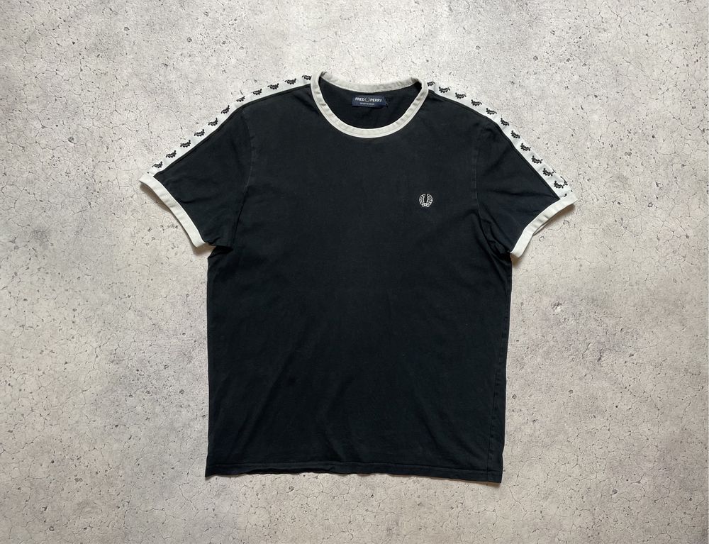 Мужская Футболка Fred Perry C Лампасами,Оригинал,M-L,Кэжуал