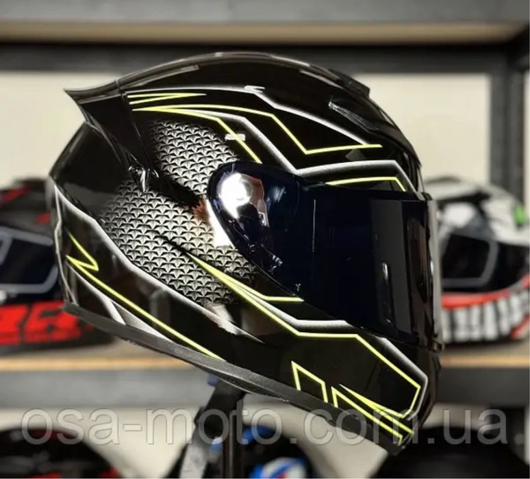 Мотошолом Zip Green мото шлем чорний для мото техніки шлем інтеграл