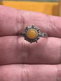 925 srebrny pierścionek z bursztynem Warmet agat Kłodzko