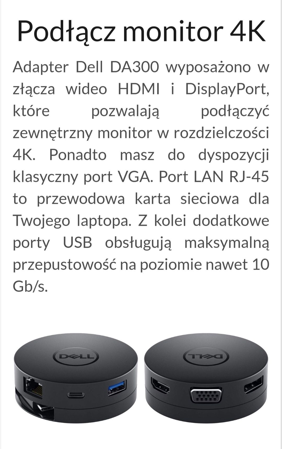 Mobile adapter Dell DA300 USB-C - HDMI, VGA, DisplayPort, RJ-45