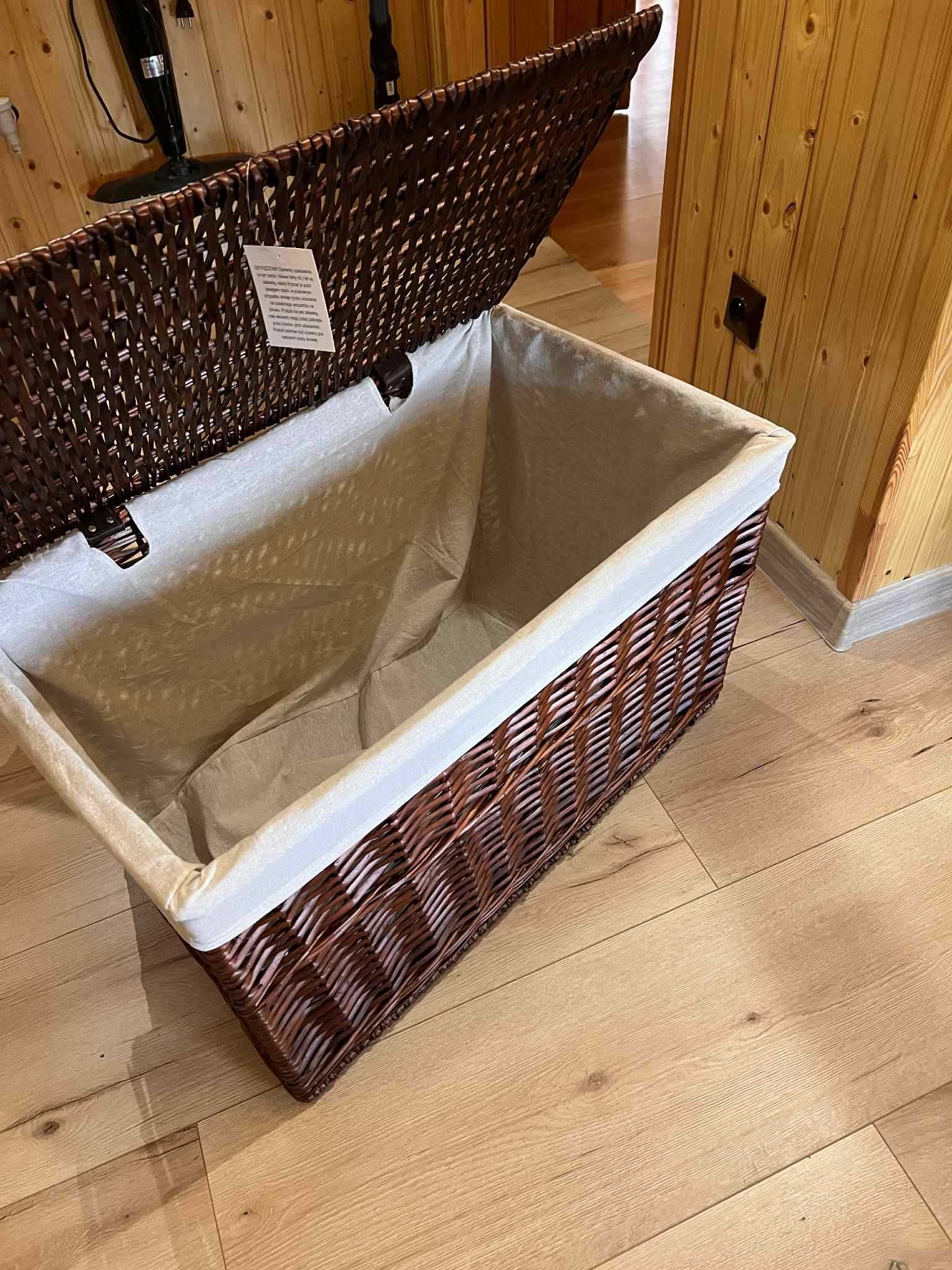 kufer wiklinowy pojemnik kosz brązowy organizer na zabawki pranie 160L