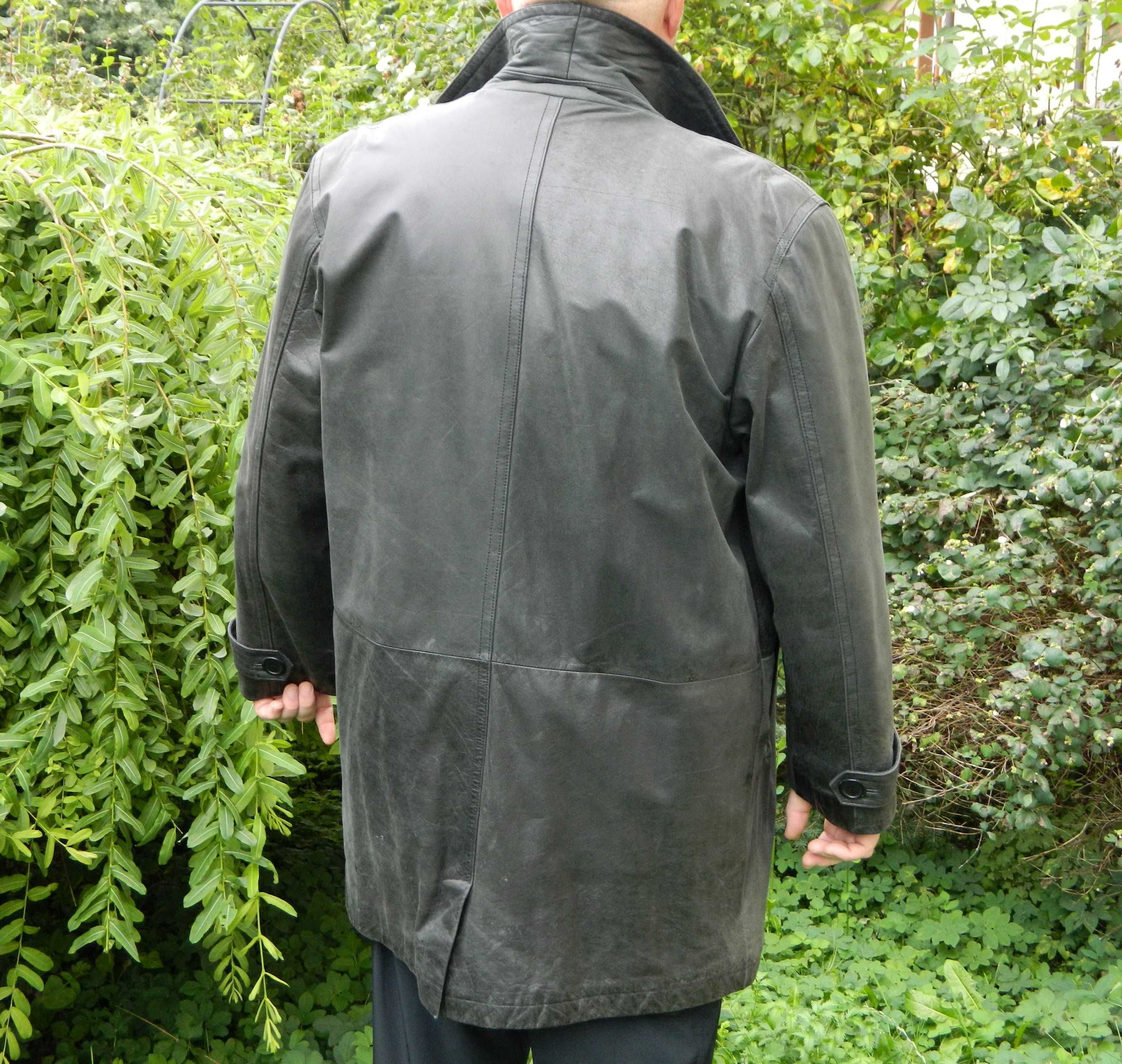 ARMA MANS WEAR czarny płaszcz krótki kurtka skóra naturalna XL / XXL