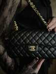 Сумка CHANEL  Double Flap Bag Caviar Medium Gold