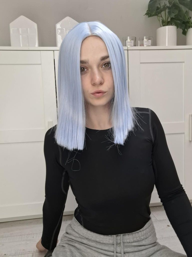 Peruka bob WIG jakość błękitna niebieska cosplay