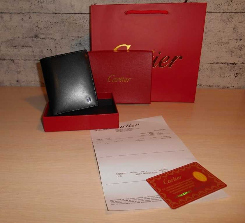 Cartier NOWY Czarny PORTFEL MĘSKI w pudełku, skóra 69-0022