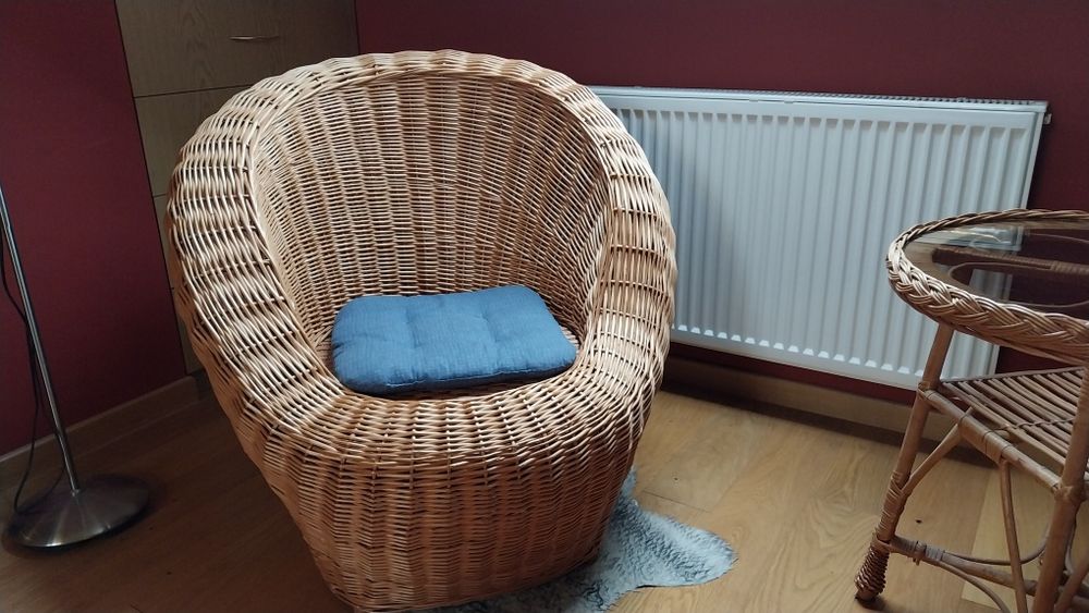 Fotel wiklinowy, kosz do siedzenia