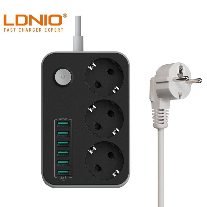 Удлинитель Ldnio SE3631 сетевой фильтр зарядка 3 220 + 6 usb 1.6м