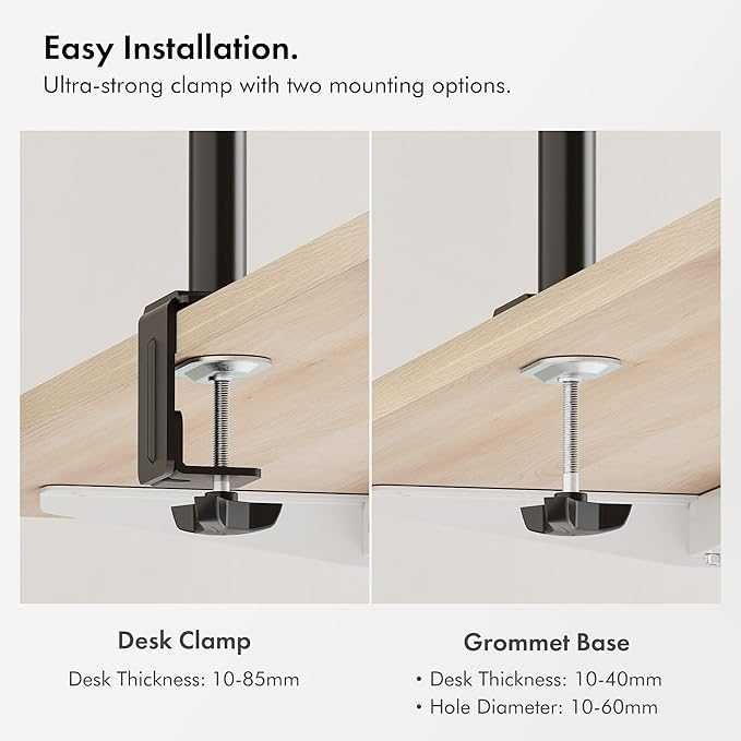 VonHaus uchwyt biurkowy na 2 monitory 13–32", czarny, uchylny