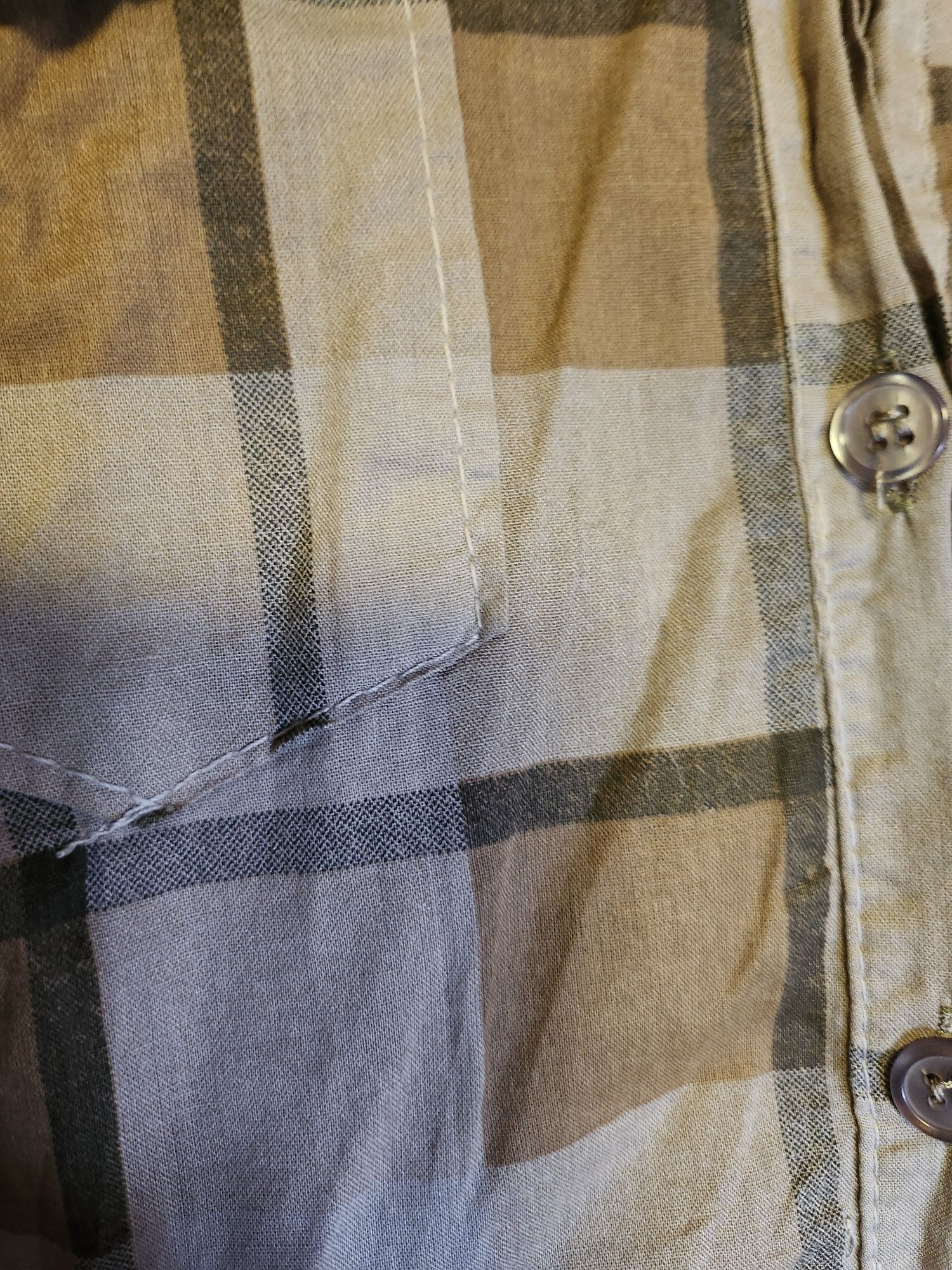 Koszula country kowbojska kratka brązowa wstawki zamsz rękawy XS