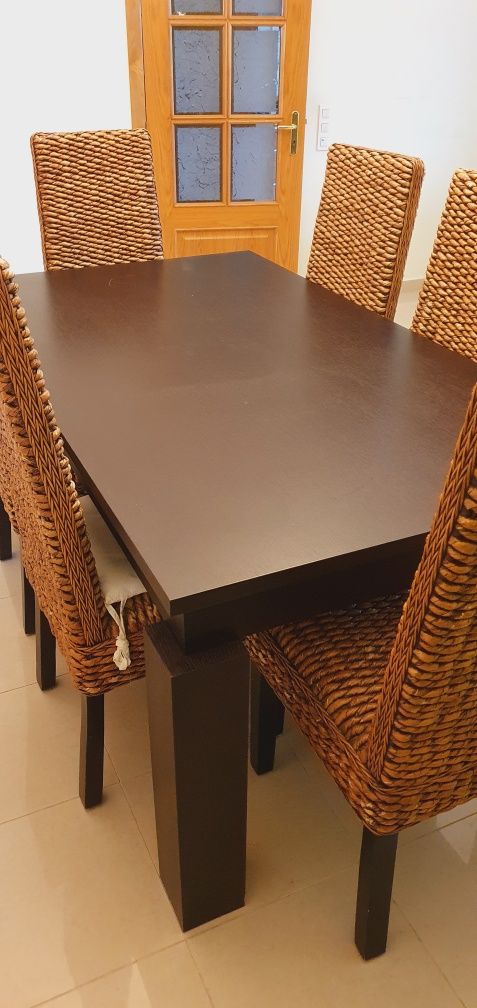 Mesa de Jantar extensível com abertura fácil - Carvalho escuro