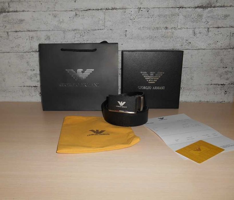 Emporio Armani Męski pasek firmowy, skóra naturalna 215