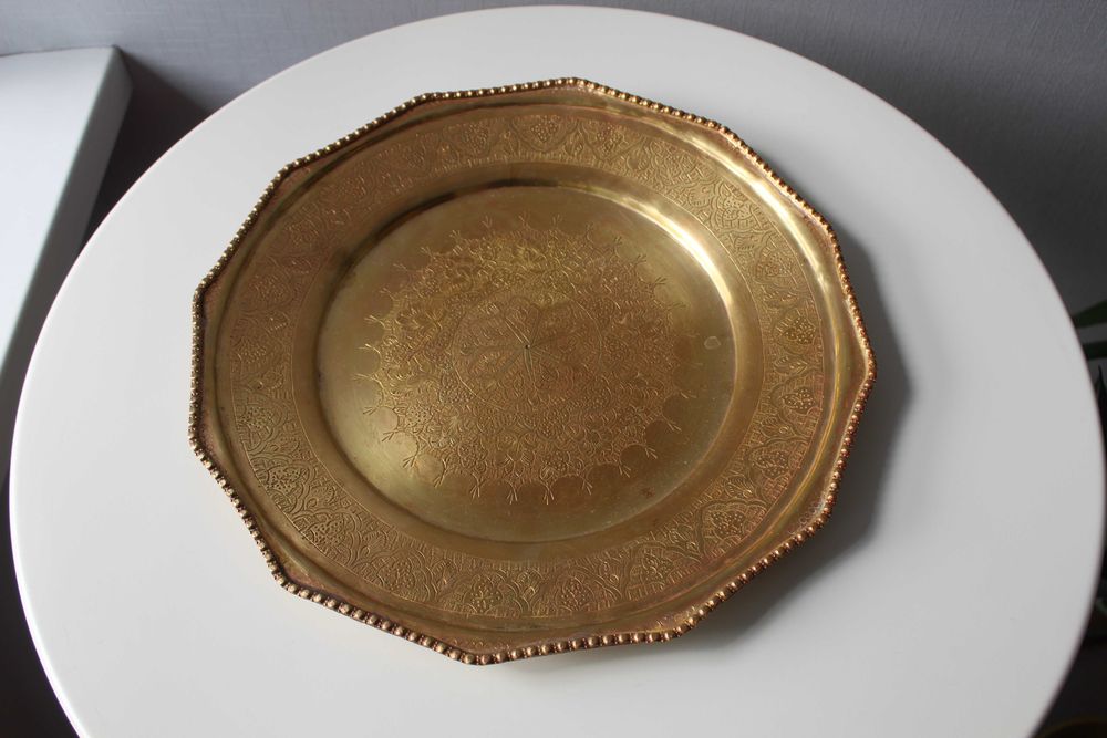 Блюдо, таця, з орнаментом, 32 см, бронза, Німеччина