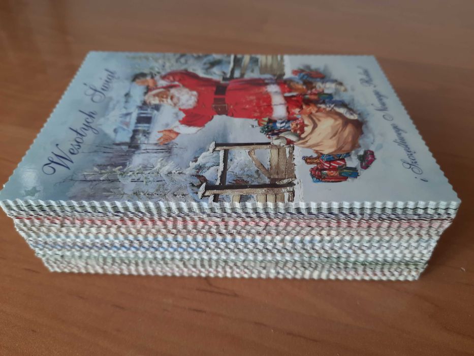 Boże Narodzenie pocztówki kartki świąteczne z życzeniami brokat 75 szt