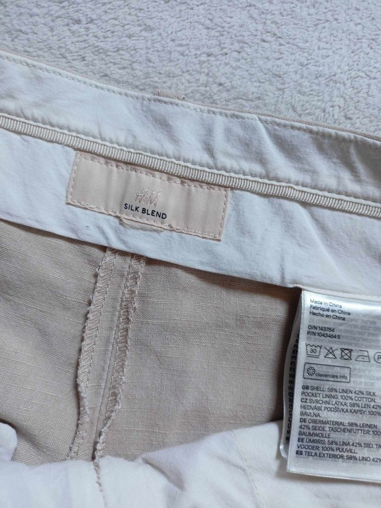 Spodnie len+ jedwab H&M Wysoki stan