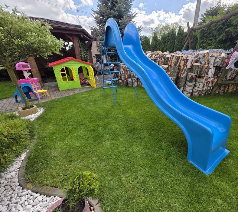 Duża zjeżdżalnia niebieska dla dzieci 325cm