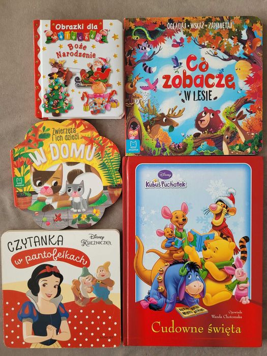Zestaw 5 książek dla dzieci Boże Narodzenie, Śnieżka, Kubuś Puchatek