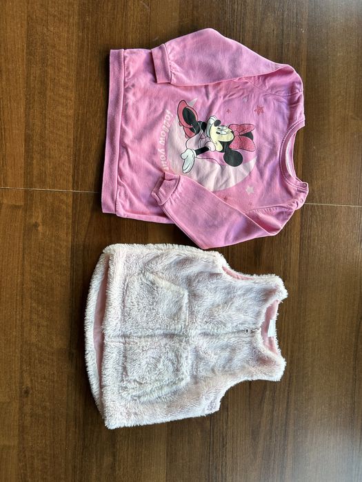 Bluza i kamizelka polar róż 98