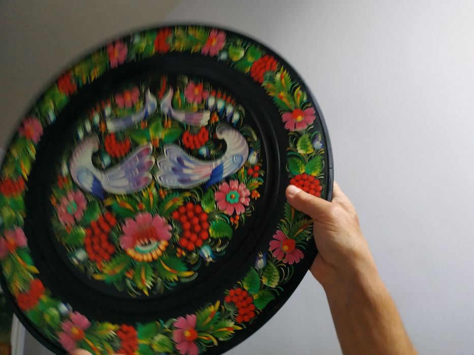 Тарілка сувенірна декоративна  Петриківський розпис велика