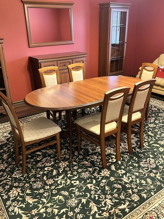 Meble do salony brazowe, stół, komoda,krzesła,barek