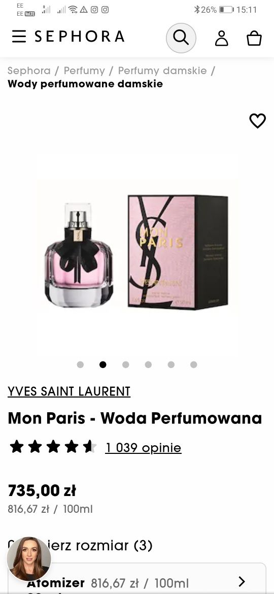 YSL Mon Paris EDP 90ml ze strefy bezcłowej