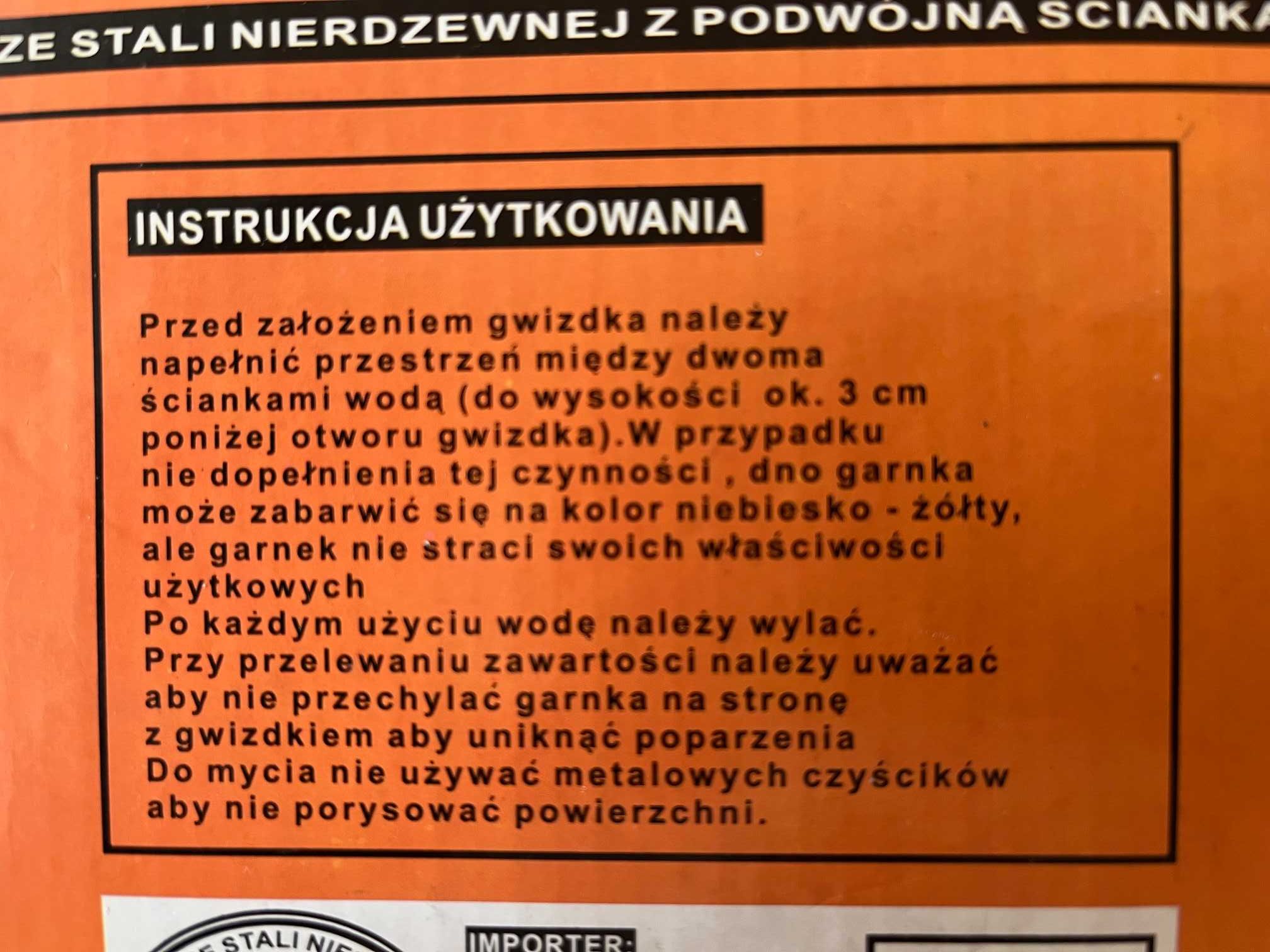 Garnek z podwójną ścianką z gwizdkiem do gotowania mleka gaz
nowy