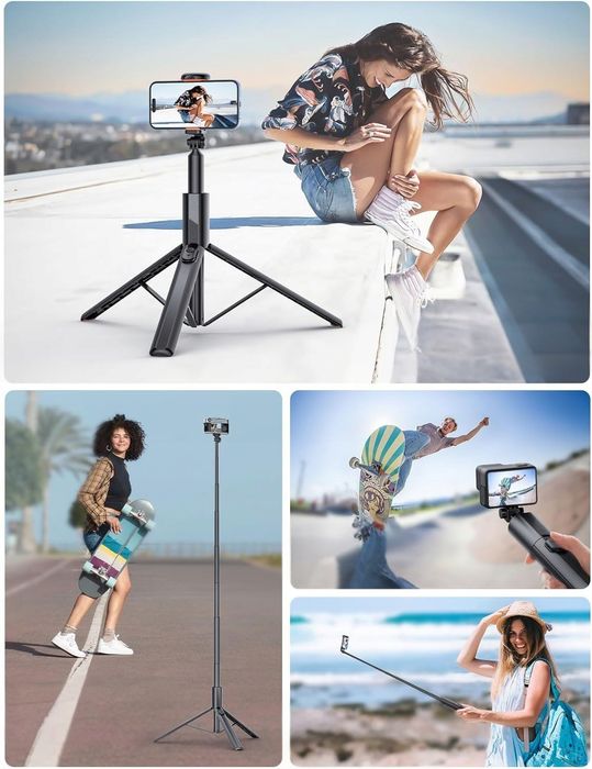Statyw selfie stick tripod 180 cm pilot Bluetooth zdjęcia smartfon