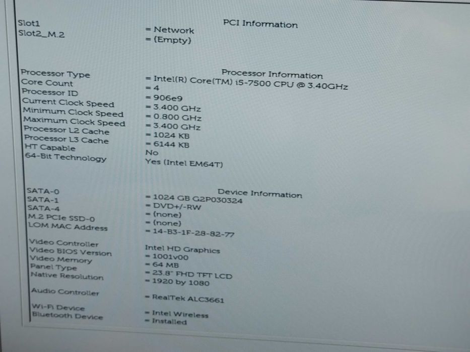 24"Моноблок сенсорний (AIO) DELL OptiPlex 7450/i5-7500/16 Gb/SSD 1 Tb/