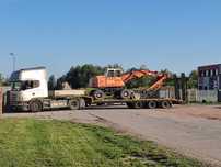 Usługi transportowe, transport koparki, maszyn, niskopodwozie, dłużyca