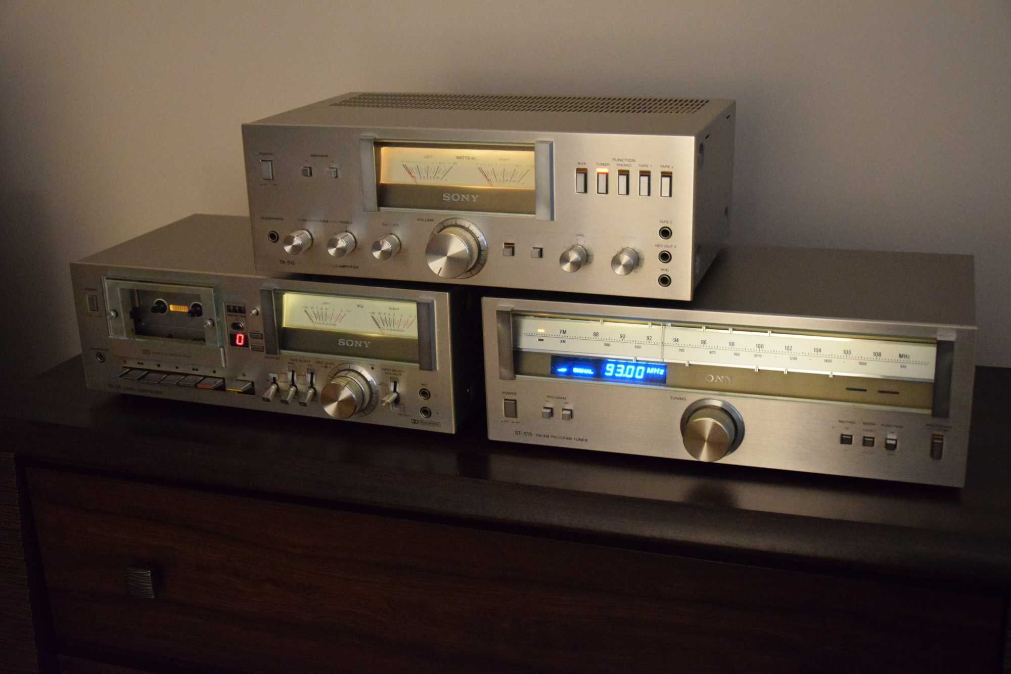 Sony TA-515, Sony ST-515, Sony TC-U5 zestaw stereo vintage, wychyły.