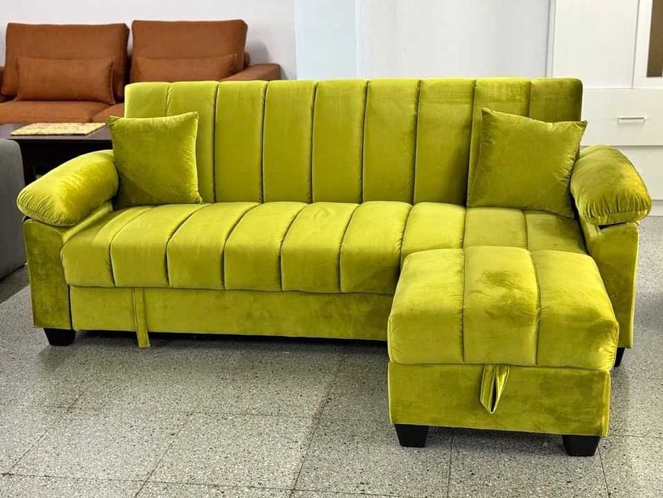 barato sofa cama acolchoado e puff novo envio gratis