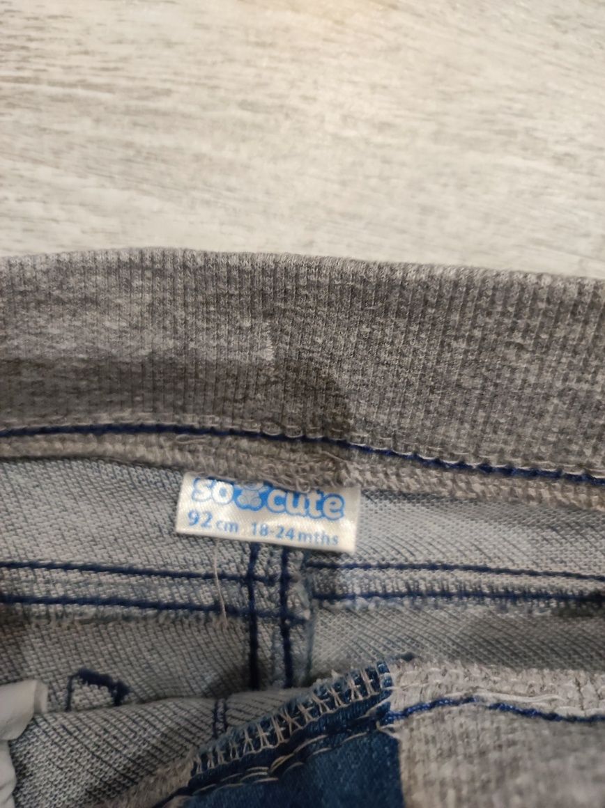 Spodnie koszulka zestaw 92 jeansy miękkie
