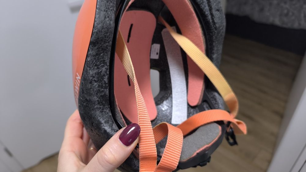 Kask btwin pomarańczowo różowy XS