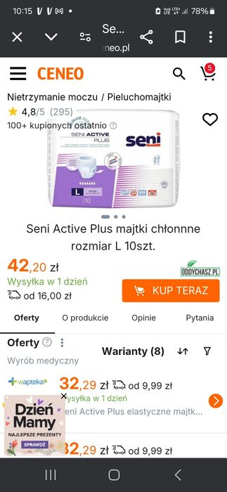 Pieluchy  seni activ plus
