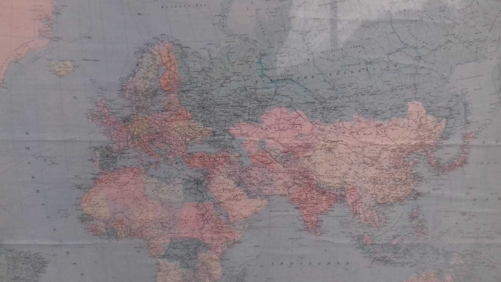 Stara szkolna mapa swiata z lat 60-70 tych