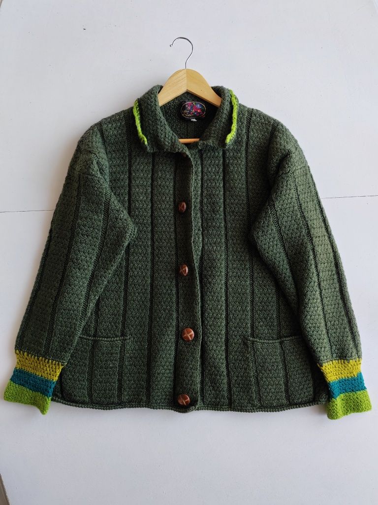 Wełniany sweter vintage unikatowy sweter z wełny wełniany sweter