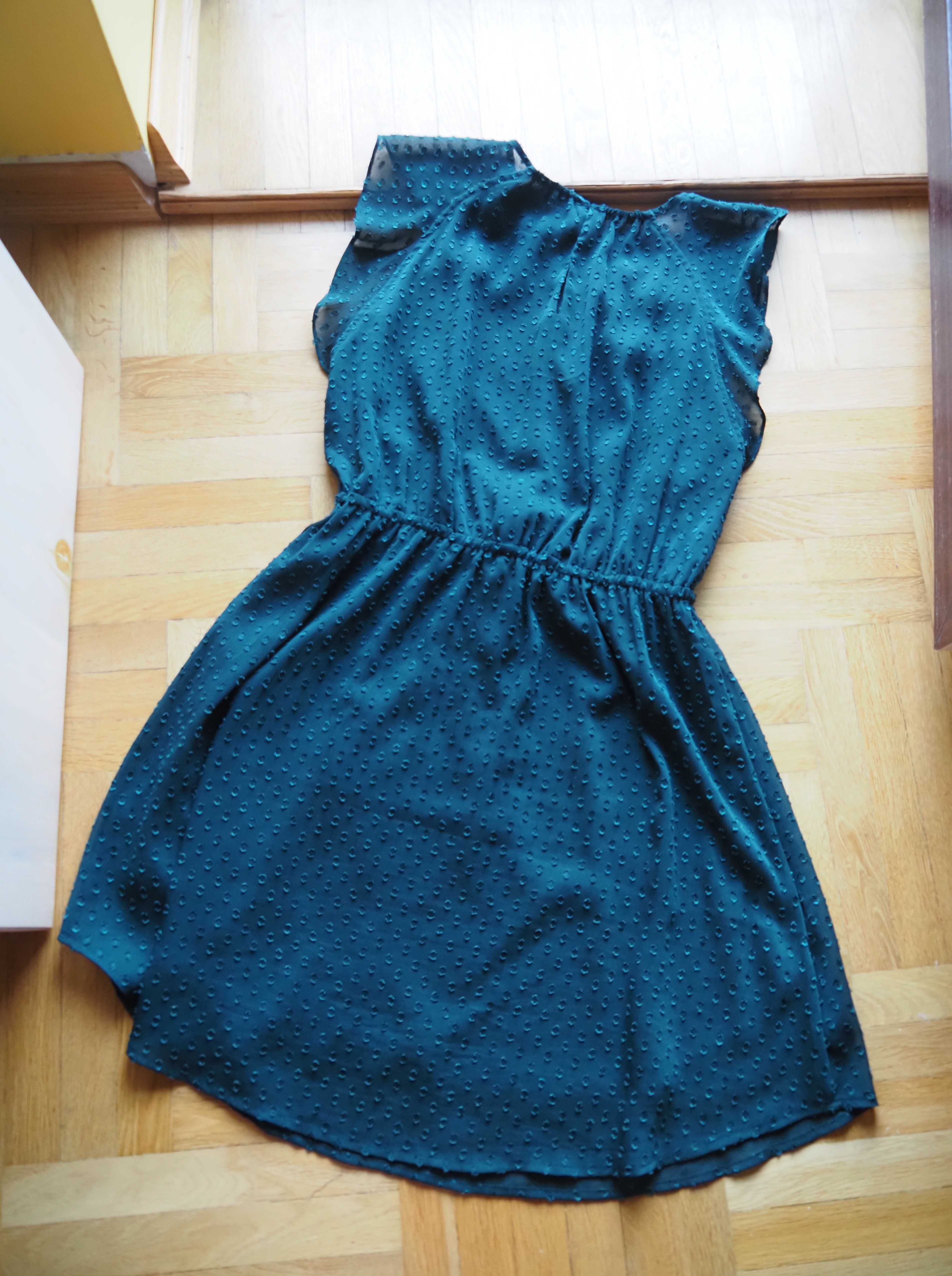Sukienka H&M 38 elegancka butelkowa zieleń