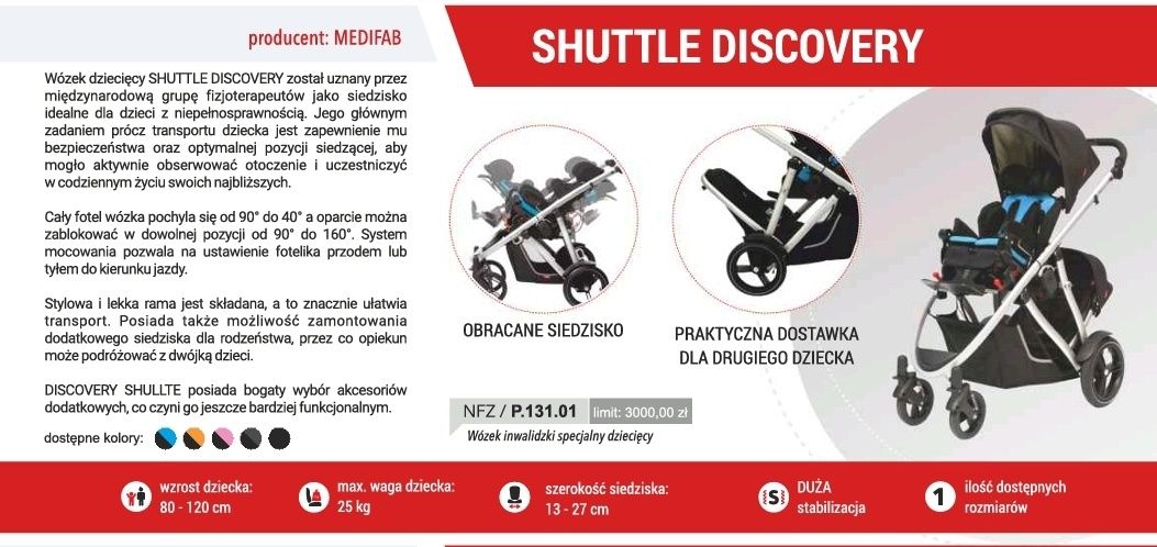 Wózek shuttle discovery rehabilitacyjny