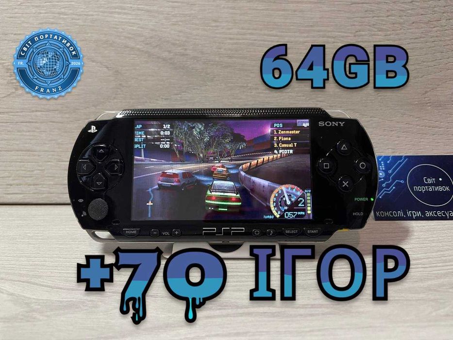 PSP PlayStation Portable Sony 64GB+ 70 Ігор встановлено на картці