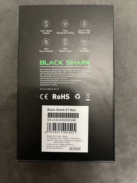 Смарт годинник Black Shark GT Neo Глобальна Версія 2,02" 300 мАг