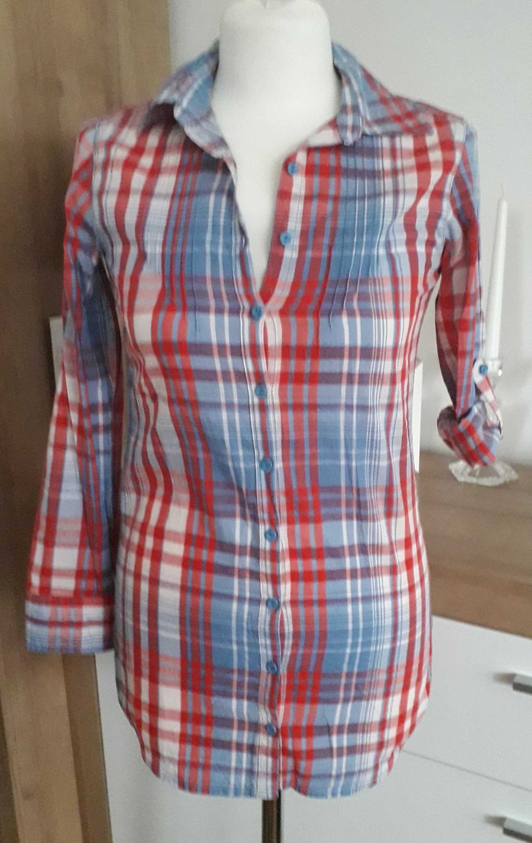Koszula w kratkę, bawełna, roz.S, 146/152cm