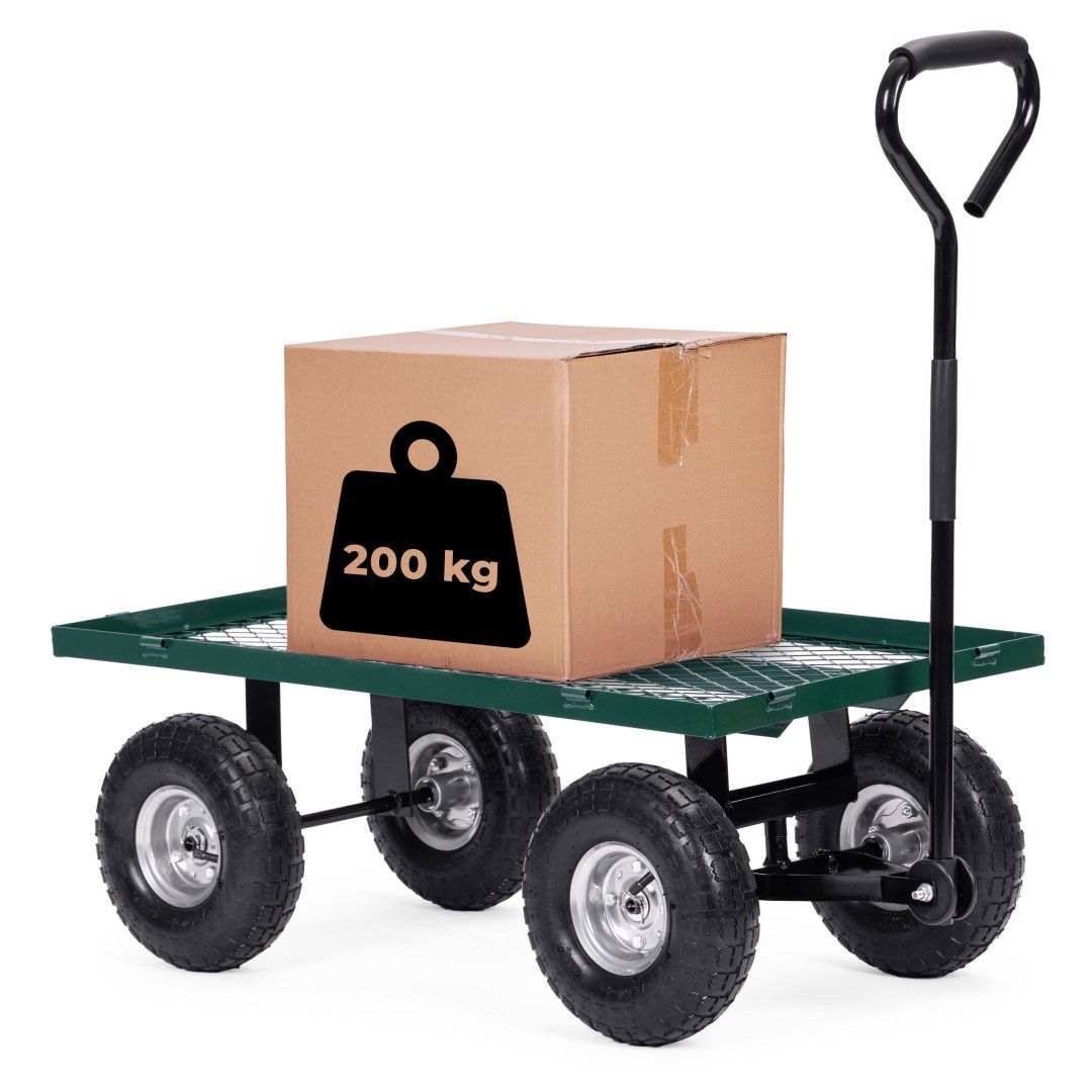 Wózek transportowy ogrodowy 200 kg otwierane burty duże pompowane koła