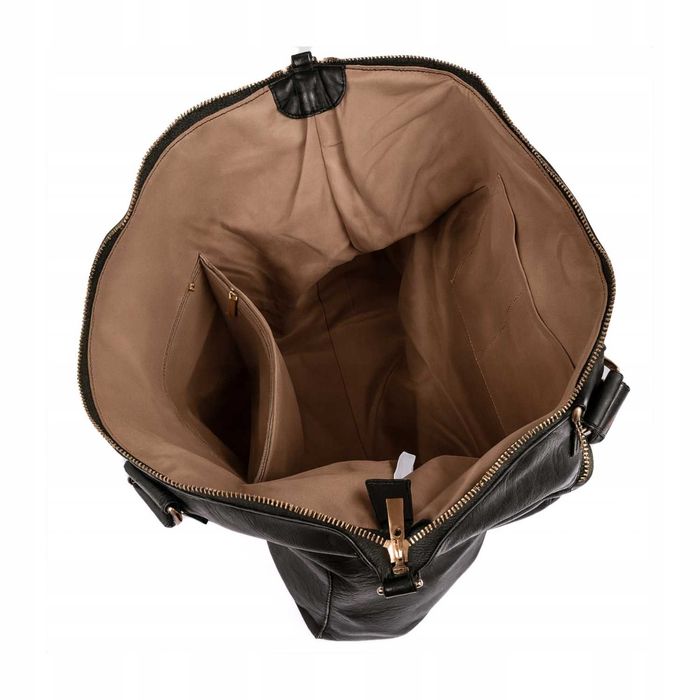 Torebka Damska Shopper Czarna Pikowana Pszczółka Elegancka Miejska A4