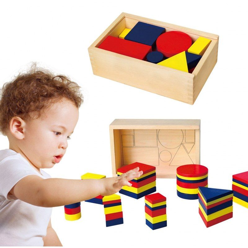 Drewniane Klocki Dienesa Figury geometryczne Viga Toys Montessori