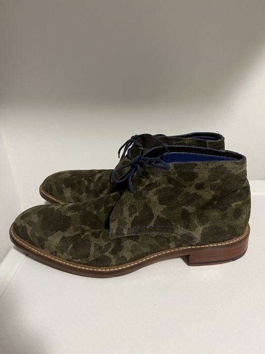 Zielone khaki moro zamszowe męskie sztyblety botki Ted Baker roz. 42