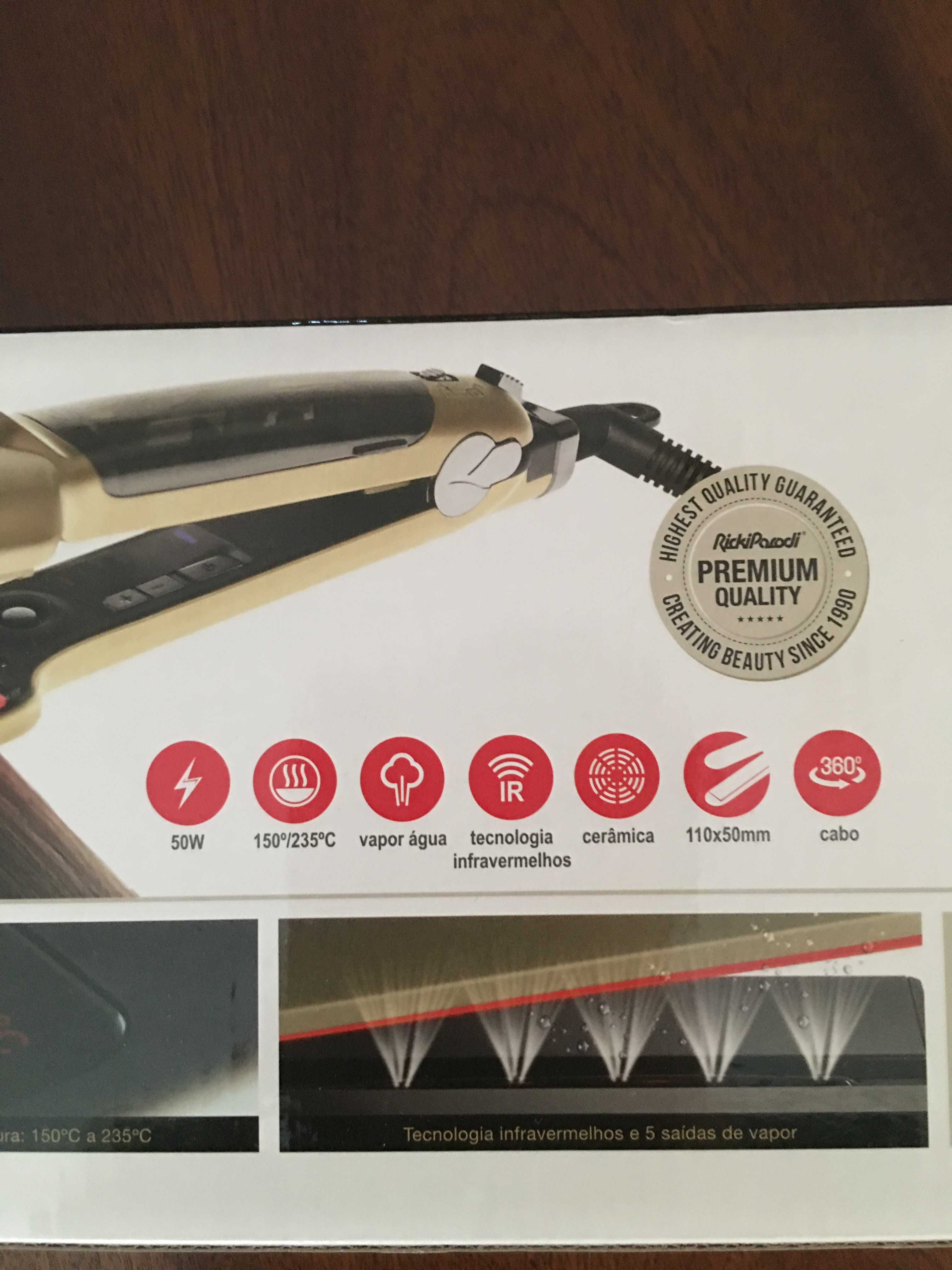 Prancha Cabelo Infravermelhos Vapor RickiParodi IRsteam Dourada – Nova